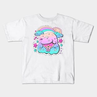 Cute sunshine bubble head girl in kawaii style Kids T-Shirt